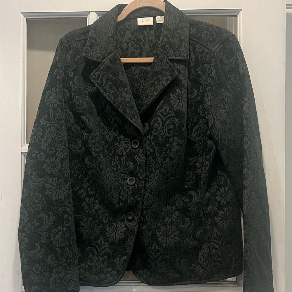 Erika Rococo Baroque Green Floral Blazer
